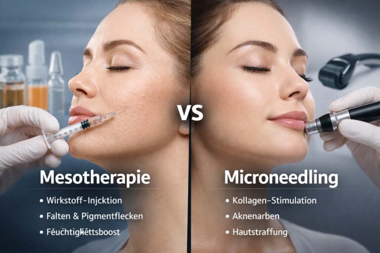 Mesotherapie vs Microneedling Vergleich für Hautprobleme wie Falten, Akne und Hautverjüngung